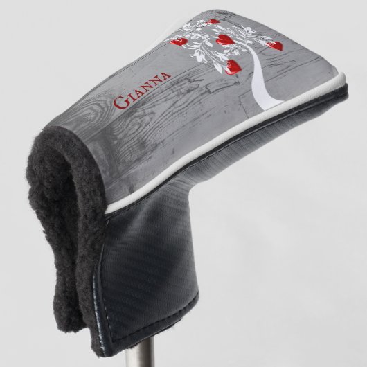 Rode boom van het hart Gepersonaliseerd Golfhoofd  Golfheadcover (3/4 voorkant)
