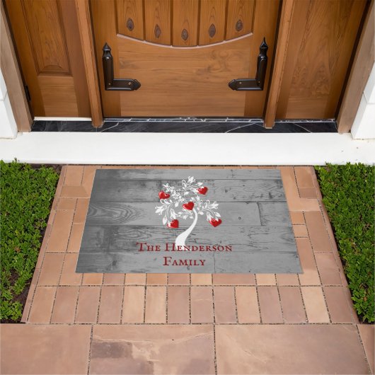 Rode boom van het hart Gepersonaliseerde Doormat Deurmat (Buiten)