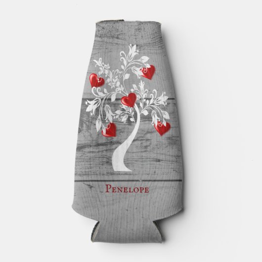 Rode boom van het hart Gepersonaliseerde flessenko Flesjeskoeler (Voorkant)