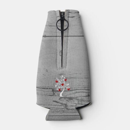 Rode boom van het hart Gepersonaliseerde flessenko Flesjeskoeler (Achterkant)