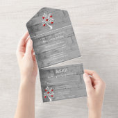 Rode boom van het hart in één bruiloft nodigt uit all in one uitnodiging (Afscheurbaar)