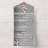 Rode boom van het hart in één bruiloft nodigt uit all in one uitnodiging (Binnen)