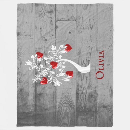 Rode boom van het hart Persoonlijke ventilatorbak Fleece Deken (Voorkant)