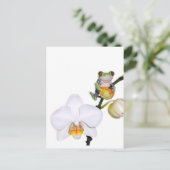 rode boomkikker op orchidee briefkaart (Staand voorkant)