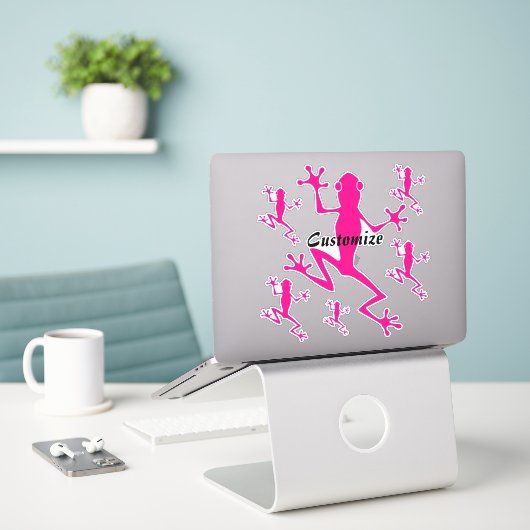 Rode boomkikker Thunder_Cove Sticker (Laptop op bureau)