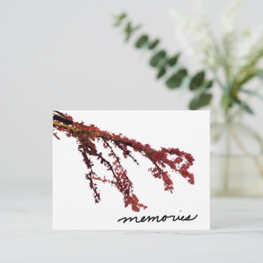 Rode boomtak met herinneringen briefkaart (Staand voorkant)