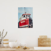 Rode boot kust aquarel poster (Keuken)