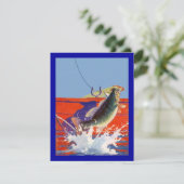 RODE BOOT MET VISSEN OP DE INVITATIE VAN DE RETIRE KAART (Staand voorkant)