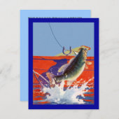 RODE BOOT MET VISSEN OP DE INVITATIE VAN DE RETIRE KAART (Voorkant / Achterkant)