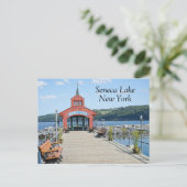Rode boothuis op Seneca Lake Briefkaart (Staand voorkant)