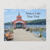 Rode boothuis op Seneca Lake Briefkaart (Voorkant)