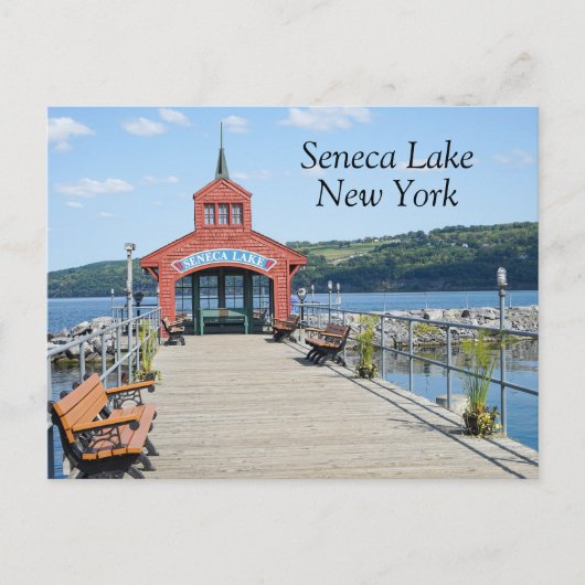 Rode boothuis op Seneca Lake Briefkaart (Voorkant)