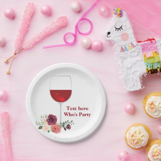 rode Bord, elegant, wijn, papier Papieren Bordje (Feest)