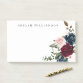 Rode bordeaux & blauw Elegante Waterverf Post-it® Notes (Op bureau)