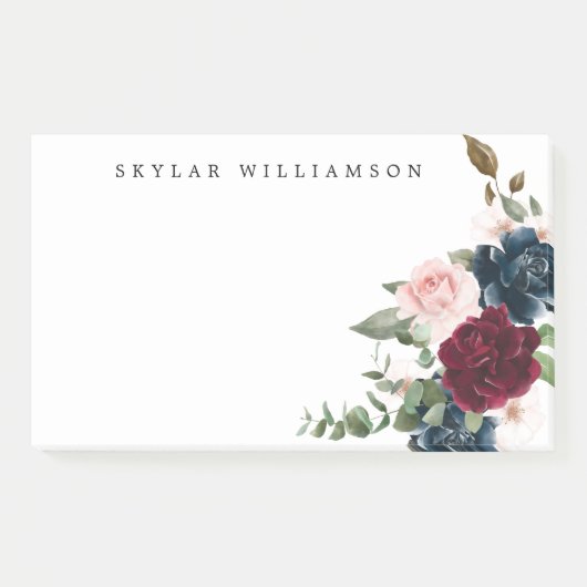 Rode bordeaux & blauw Elegante Waterverf Post-it® Notes (Voorkant)