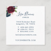 Rode bordeaux & blauw Elegante Waterverf Vierkante Visitekaartje (Achterkant)