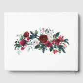 Rode bordeaux bloemenwinter bruiloft gastenboek (Achterkant)