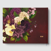 Rode bordeaux gouden koper bloemen winter bruiloft gastenboek (Achterkant)