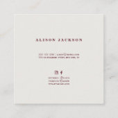 Rode bordeaux pioenroos boeket bruiloft planner vierkante visitekaartje (Achterkant)