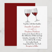 Rode bordeaux wijnglazen bruiloft kaart (Voorkant / Achterkant)