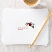 Rode bordeaux winter pioen bloemen elegant adres etiket (Insitu)