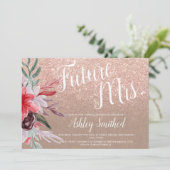 Rode bordeauxkraft bloemenglitter vrijgezellenfees kaart (Staand voorkant)