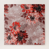 Rode, bordeauxrode bloemen. legpuzzel (Horizontaal)