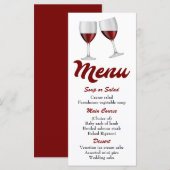 Rode bordeauxrood menu wijnglazen bruiloft (Voorkant / Achterkant)