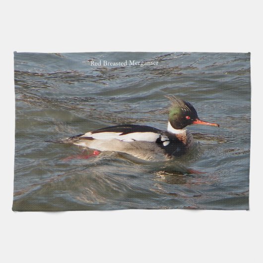 Rode Borst Merganser keukenhanddoek (Horizontaal)