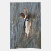 Rode Borst Merganser keukenhanddoek (Verticaal)