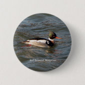 Rode Borst Merganser-toets Ronde Button 5,7 Cm (Voorkant)