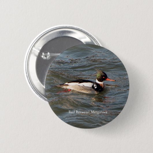Rode Borst Merganser-toets Ronde Button 5,7 Cm (Voorkant /achterkant)