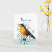 Rode Borst Tuinvogel Wilde Dieren Dank je Bedankt Kaart (Gele Bloem)