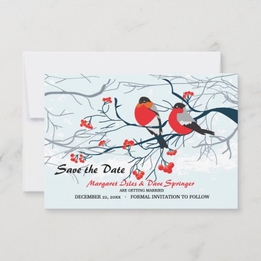 Rode Borst Vogels Save the Date Kaart (Voorkant)