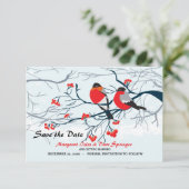 Rode Borst Vogels Save the Date Kaart (Staand voorkant)