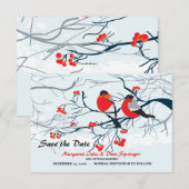Rode Borst Vogels Save the Date Kaart (Voorkant / Achterkant)