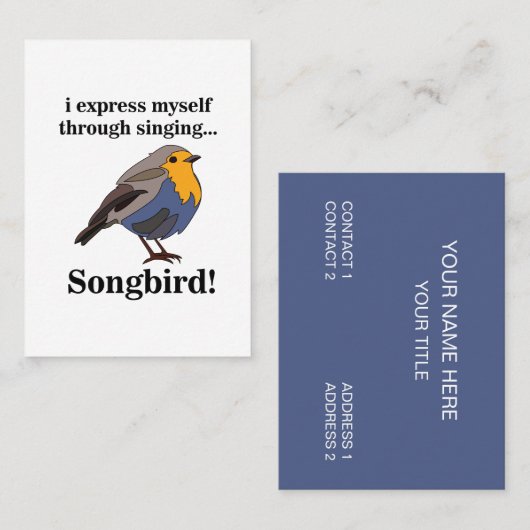 Rode Borst Zangvogel Visitekaartje (Voorkant / Achterkant)