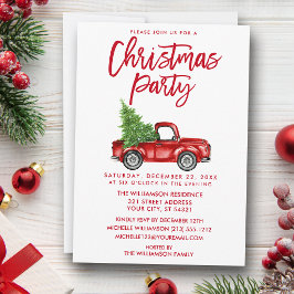Rode Borstel Schrift Vintage Truck Kerstfeest Kaart