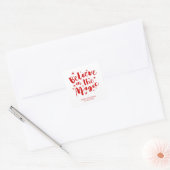 Rode Borstel Script Geloof in de Magie Kerstmis Vierkante Sticker (Envelop)
