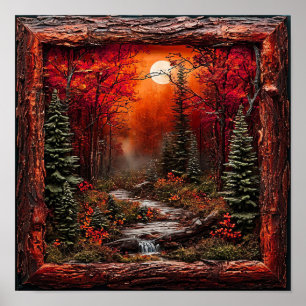 Rode Bos Rustieke Bosgrond Kunst aan de Muur Poster