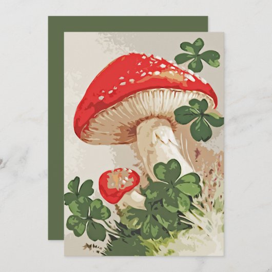 rode bospaddenstoel en groene Lucky Clover (Voorkant / Achterkant)