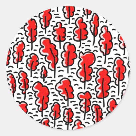 Rode bossen ronde sticker (Voorkant)
