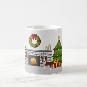 Rode Boston Terrier in een feestelijke kerstkamer Koffiemok