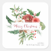 Rode botanische kerst sticker (Voorkant)