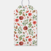 Rode botanische kerstcadeaukaartjes cadeaulabel (Achterkant)