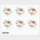 Rode botanische kerststicker vierkante sticker (Vel)