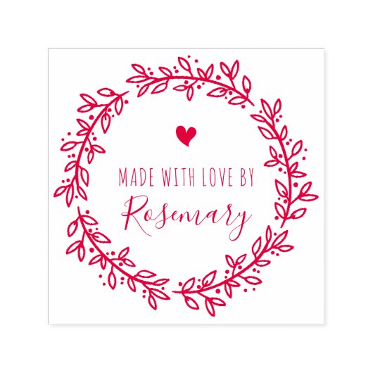 Rode Botanische krans gemaakt met liefde door Zelfinktende Stempel (Design)