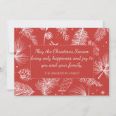  Rode Botanische Lijn Kunst Vrolijk Kerstfeest Feestdagenkaart (Achterkant)