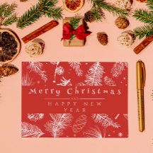  Rode Botanische Lijn Kunst Vrolijk Kerstfeest