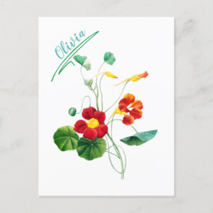 Rode Botanische Minimale vintage voor haar Briefkaart